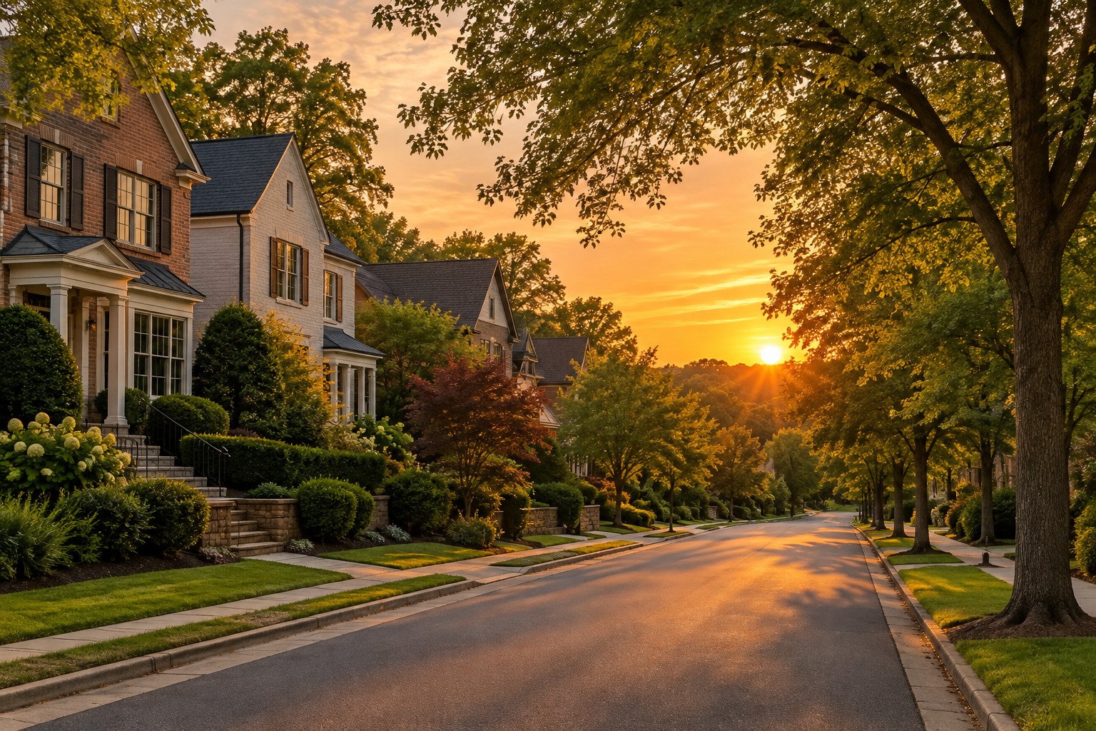 An Atlanta street at sunset, illustrative